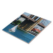 Segelboot an der Brooklyn Bridge Fliese (Seite)
