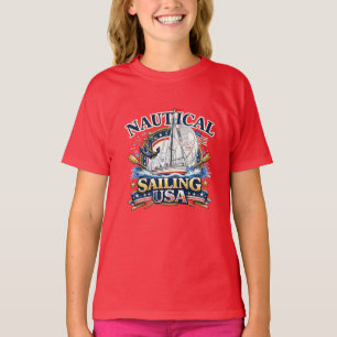 Segelboot Anker Ozean Grafik Mädchen T-Shirt