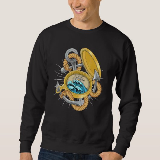 Segelboot Anker Wellen Kompass Skipper Matrose Seg Sweatshirt (Vorderseite)