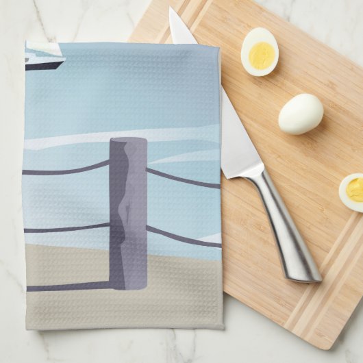 Segelboot Aqua Ocean Küchentücher (Viertel Falte)