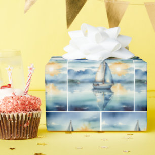 Segelboot Aquarell auf dem Lago Maggiore Geschenkpapier