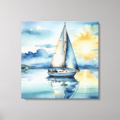 Segelboot Aquarell auf dem Lago Maggiore Leinwanddruck (Vorderseite)