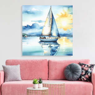 Segelboot Aquarell auf dem Lago Maggiore Leinwanddruck