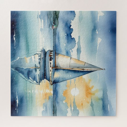 Segelboot Aquarell auf dem Lago Maggiore Puzzle (Horizontal)