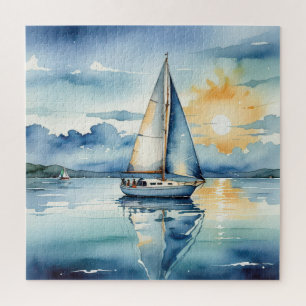 Segelboot Aquarell auf dem Lago Maggiore Puzzle