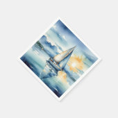 Segelboot Aquarell auf dem Lago Maggiore Serviette (Ecke)