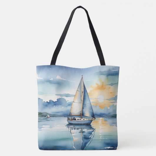 Segelboot Aquarell auf dem Lago Maggiore Tasche (Rückseite)