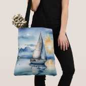 Segelboot Aquarell auf dem Lago Maggiore Tasche (Von Nahem)