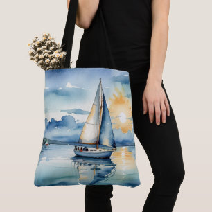 Segelboot Aquarell auf dem Lago Maggiore Tasche