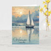 Segelboot Aquarell Auf dem Sonnenuntergang Karte (Gelbe Blume)