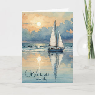 Segelboot Aquarell Auf dem Sonnenuntergang Karte