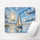 Segelboot Aquarell im Sonnenschein Mousepad (Mit Mouse)