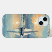 Segelboot Aquarellbahn auf Ozeanmalerei Case-Mate iPhone Hülle (Rückseite (Horizontal))