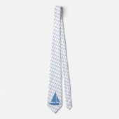Segelboot auf Blue Karo Necktie Krawatte (Vorderseite)