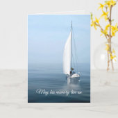 Segelboot auf dem Beileid Blue Water Karte (Gelbe Blume)