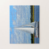 Segelboot auf dem Fluss Puzzle (Vertikal)
