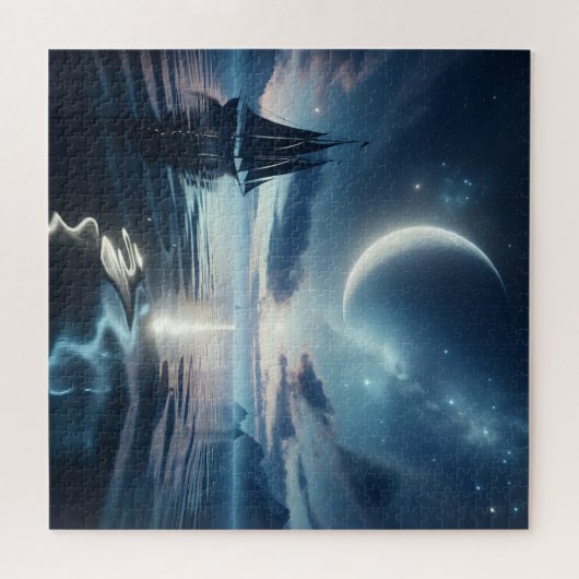 Segelboot auf dem Moonlit Wasser Puzzle (Horizontal)