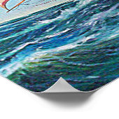 Segelboot auf dem Rough Sea Waters Klein Poster (Ecke)