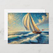 Segelboot auf dem See Michigan Postkarte (Vorne/Hinten)