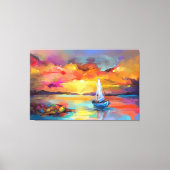 Segelboot auf dem See mit sonnigen Canvas Print Leinwanddruck (Vorderseite)