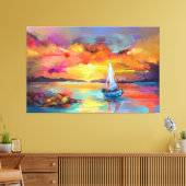Segelboot auf dem See mit sonnigen Canvas Print Leinwanddruck (Insitu (Wohnzimmer))