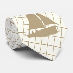 Segelboot auf dem Tan Karo Necktie Krawatte