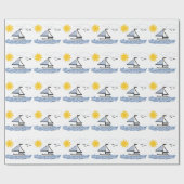 Segelboot auf dem Wasser animiert Geschenkpapier (Flach)