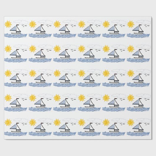 Segelboot auf dem Wasser animiert Geschenkpapier (Flach)