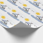 Segelboot auf dem Wasser animiert Geschenkpapier (Ecke)