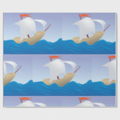 Segelboot auf dem Waves Wrapping Paper Geschenkpapier (Flach)
