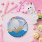 Segelboot auf den Wave Paper Tellern Pappteller (Party)