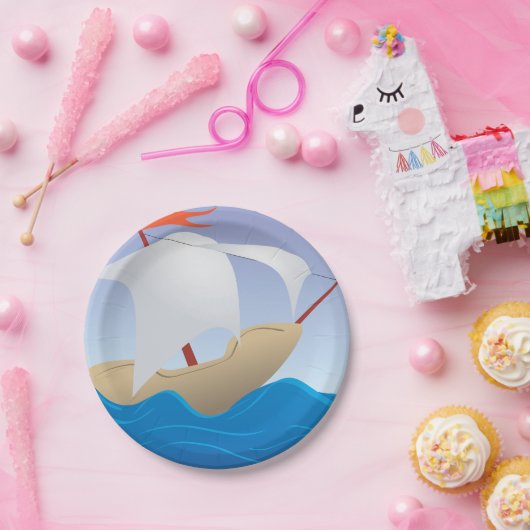 Segelboot auf den Wave Paper Tellern Pappteller (Party)