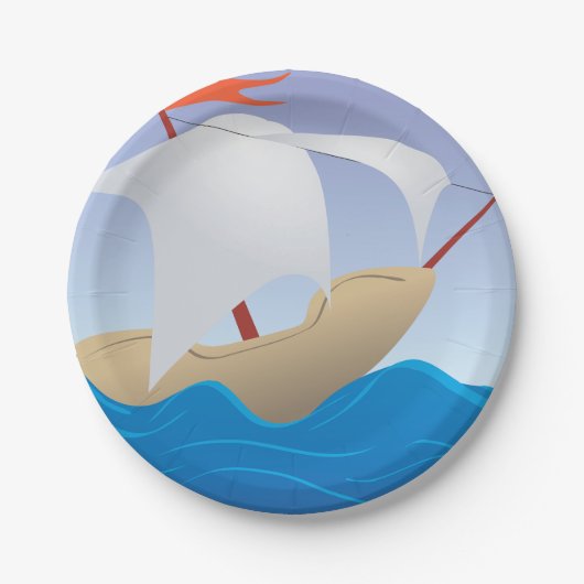 Segelboot auf den Wave Paper Tellern Pappteller (Vorderseite)