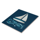 Segelboot auf den Wellen Fliese (Seite)