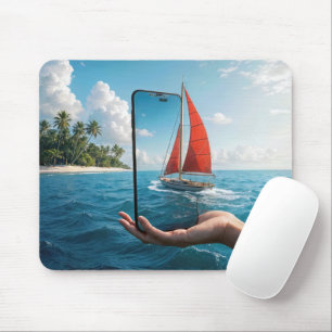 Segelboot auf einem Smartphone Mousepad