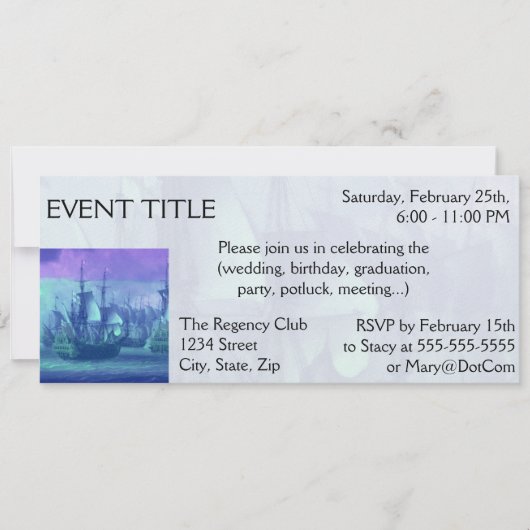 Segelboot auf Hoher See. Einladung (Vorderseite)