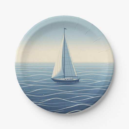 Segelboot auf hoher See Pappteller (Vorderseite)