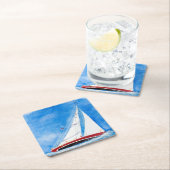 Segelboot auf hoher See Rechteckiger Pappuntersetzer (Vor Ort)