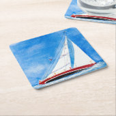 Segelboot auf hoher See Rechteckiger Pappuntersetzer (angewinkelt)