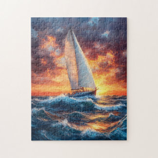 Segelboot auf Rough Seas Painting Puzzle