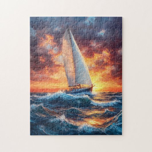 Segelboot auf Rough Seas Painting Puzzle (Vertikal)