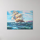 Segelboot auf Rough Waters Kunstmalerei Leinwanddruck (Vorderseite)