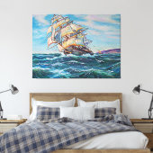 Segelboot auf Rough Waters Kunstmalerei Leinwanddruck (Insitu (Schlafzimmer))