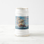 Segelboot auf Rough Waters Ölgemälde Bierglas (Mittel)