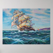 Segelboot auf Rough Waters Ölgemälde Image Poster (Vorne)