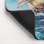 Segelboot auf Rough Waters Ölgemälde Mousepad (Ecke)