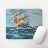 Segelboot auf Rough Waters Ölgemälde Mousepad (Mit Mouse)