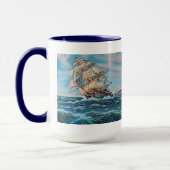 Segelboot auf Rough Waters Ölgemälde Tasse (Links)