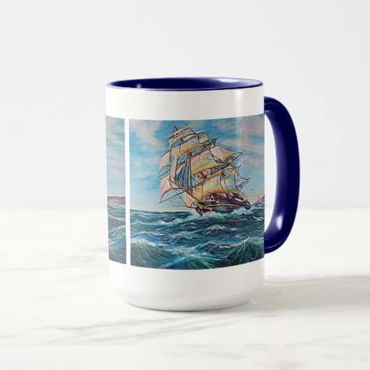 Segelboot auf Rough Waters Ölgemälde Tasse (VorderseiteRechts)