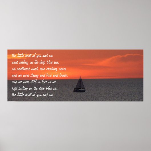 Segelboot auf See bei Sonnenuntergang Poster (Vorne)